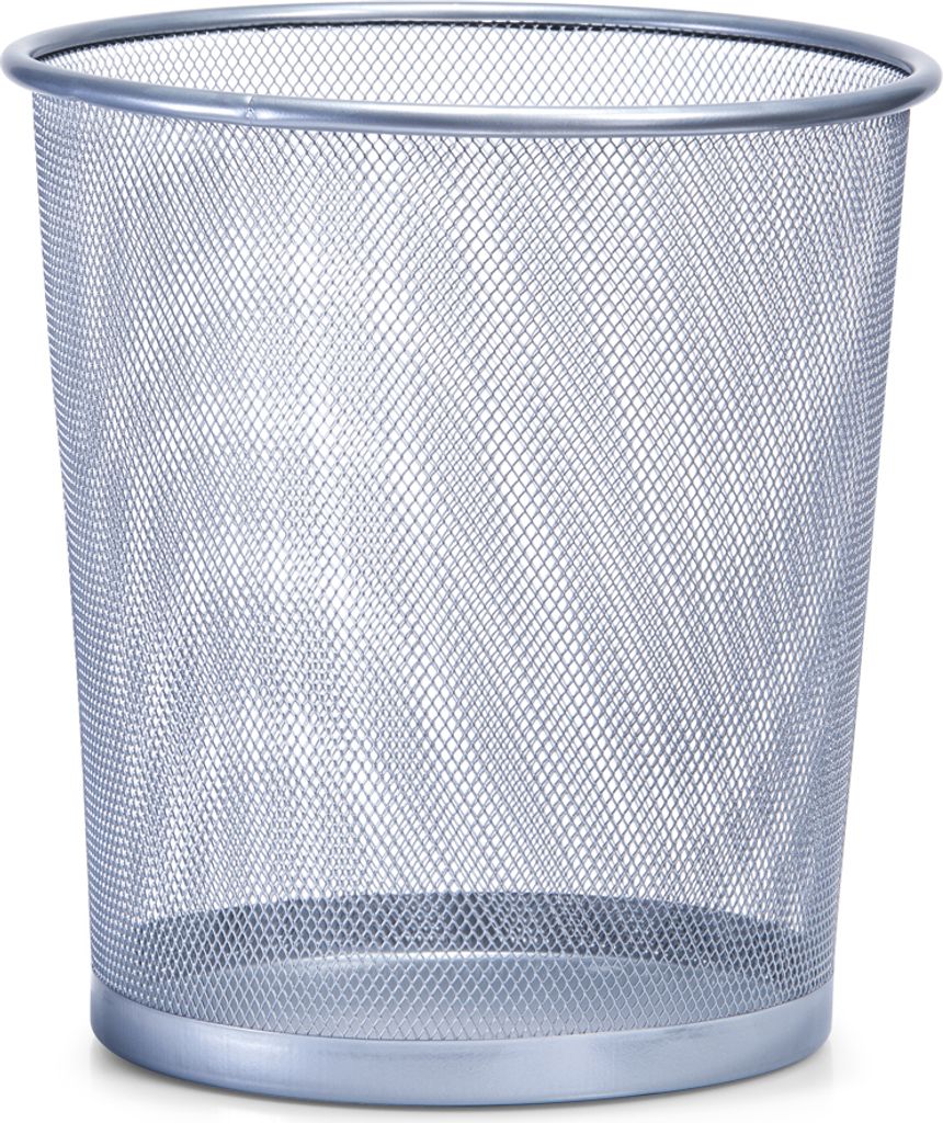 Papierkorb Mülleimer für Büro, Bad, Jugendzimmer & Kinderzimmer 14,5 Liter, Ø26 x 28 cm, Metallgeflecht, rund, silber