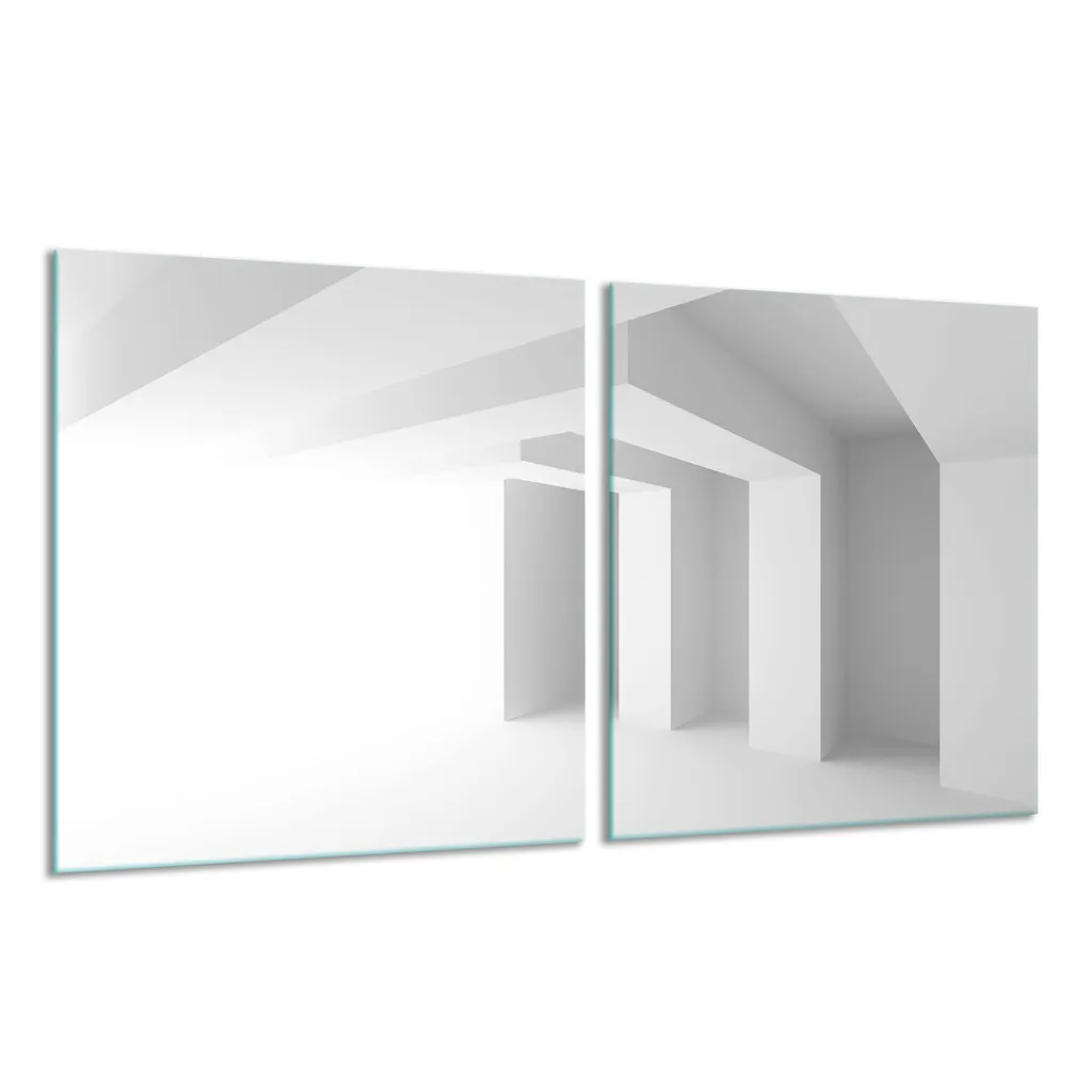 Copri Piano Cottura In Vetro 2 Pezzi 40x52 Cm – Astratto Bianco – Protezione Per Fornelli A Induzione, Elettrici E Vetroceramica (Non Per Gas)