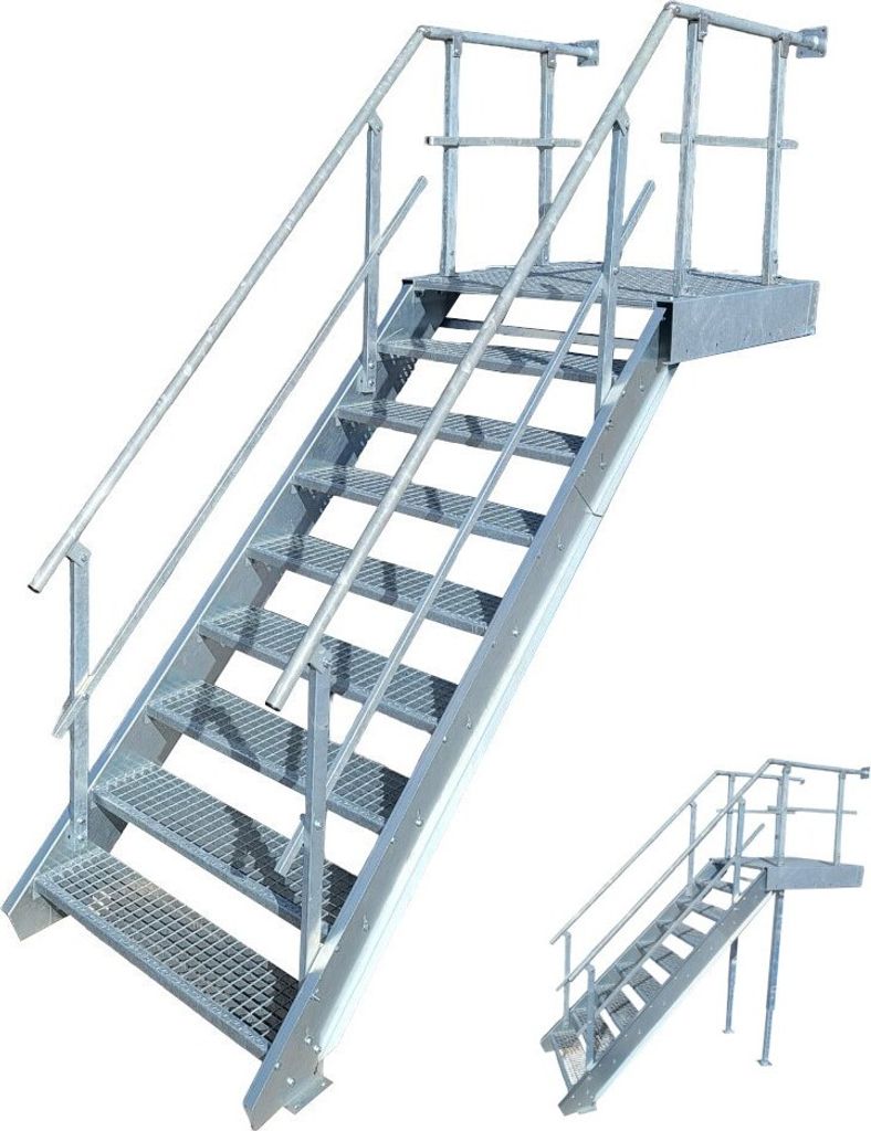 8 Stufen + Podest Stahltreppe mit beids. Geländer / Produktbild 