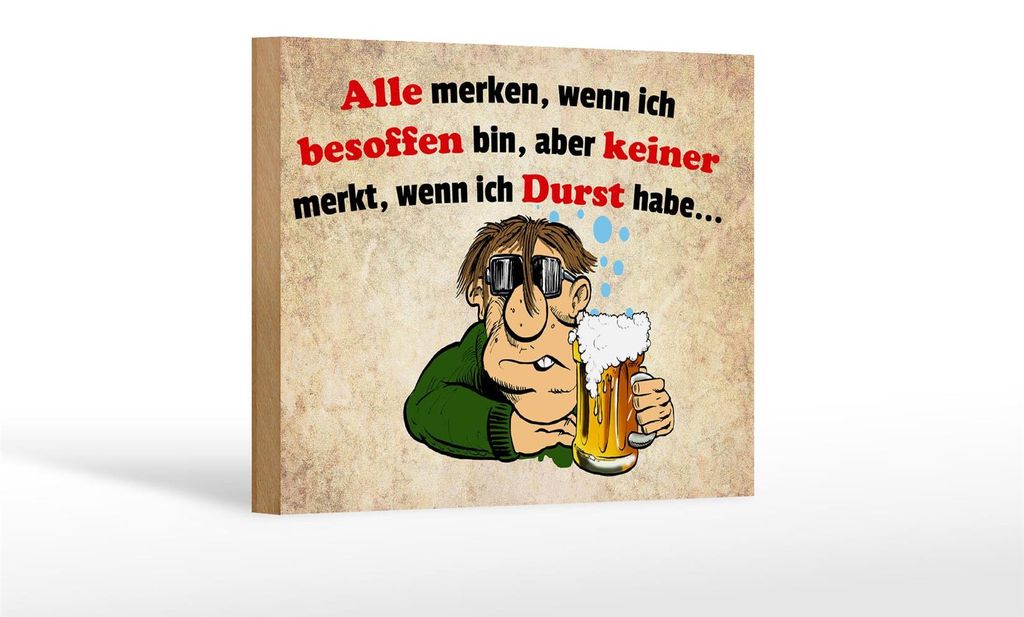 Holzschild Alkohol 18x12 cm alle merken wenn ich besoffen