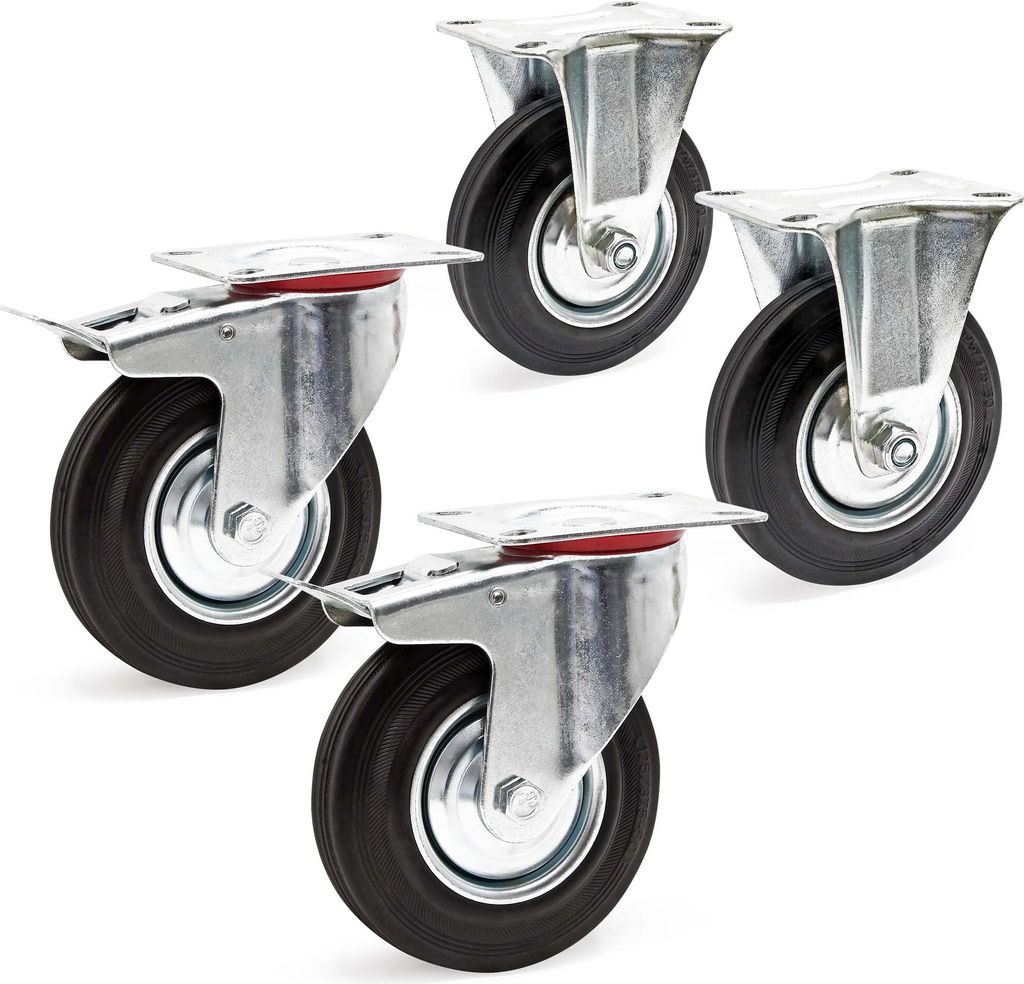 Wiltec Transportrollen Set 125mm 2x Doppelstopp-Lenkrolle Produktbild 