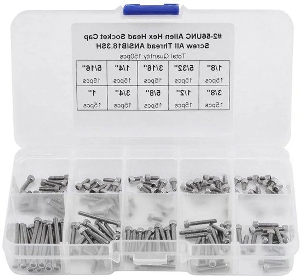 Pack de 9 vis hexagonales anti-corrosion avec boîte pour atelier net