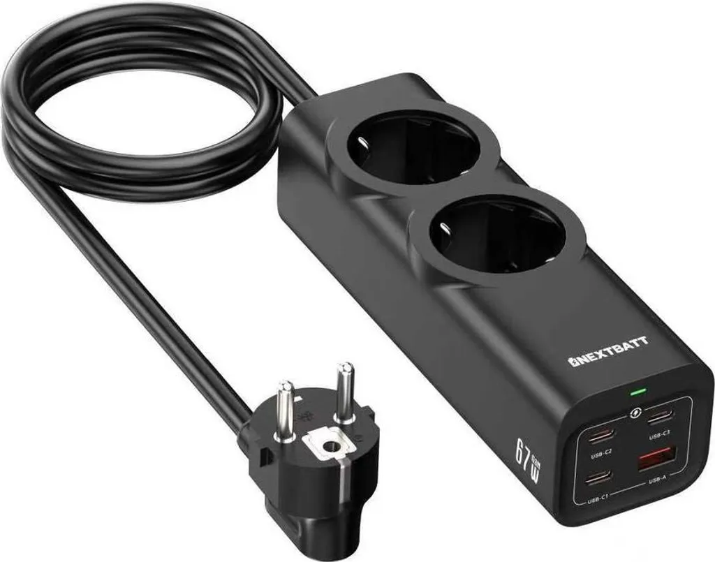 Multiprise 67W Charge Rapide 3 USB-C 1 USB-A Noir - Technologie GaN Safe