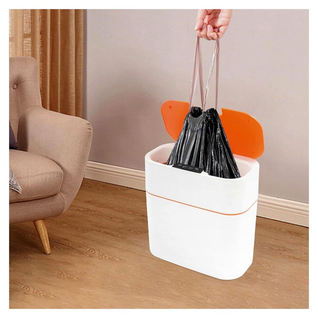 Automatischer Mülleimer mit Deckel und Bewegungssensor, wasserdicht IPX5, Geruchssiegel, geeignet für Schlafzimmer, Bad, Küche, Büro (Orange)