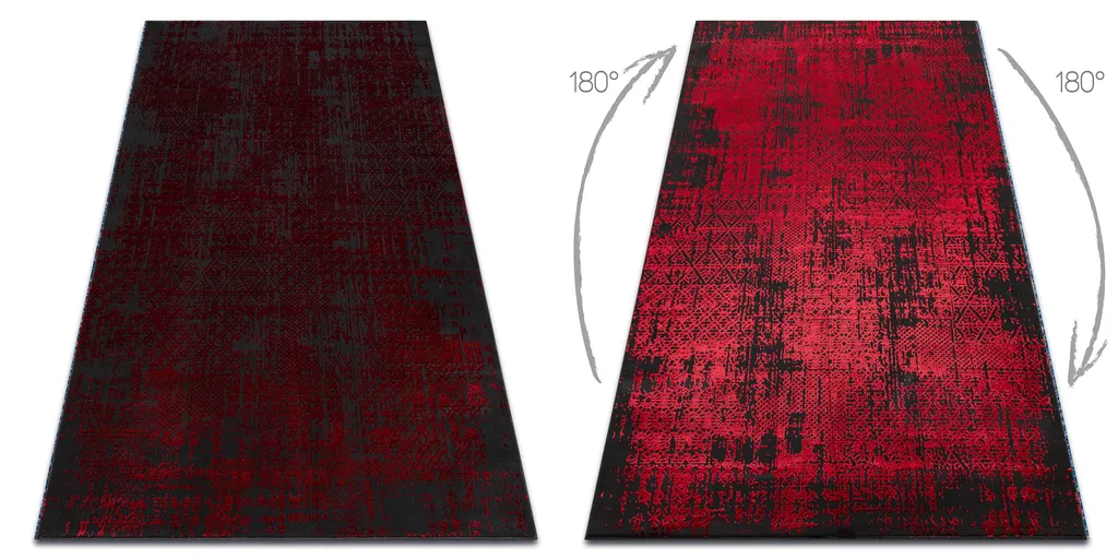 Tapis déco rouge 80x150 cm VINCI 1409 pour chambre et salon moderne
