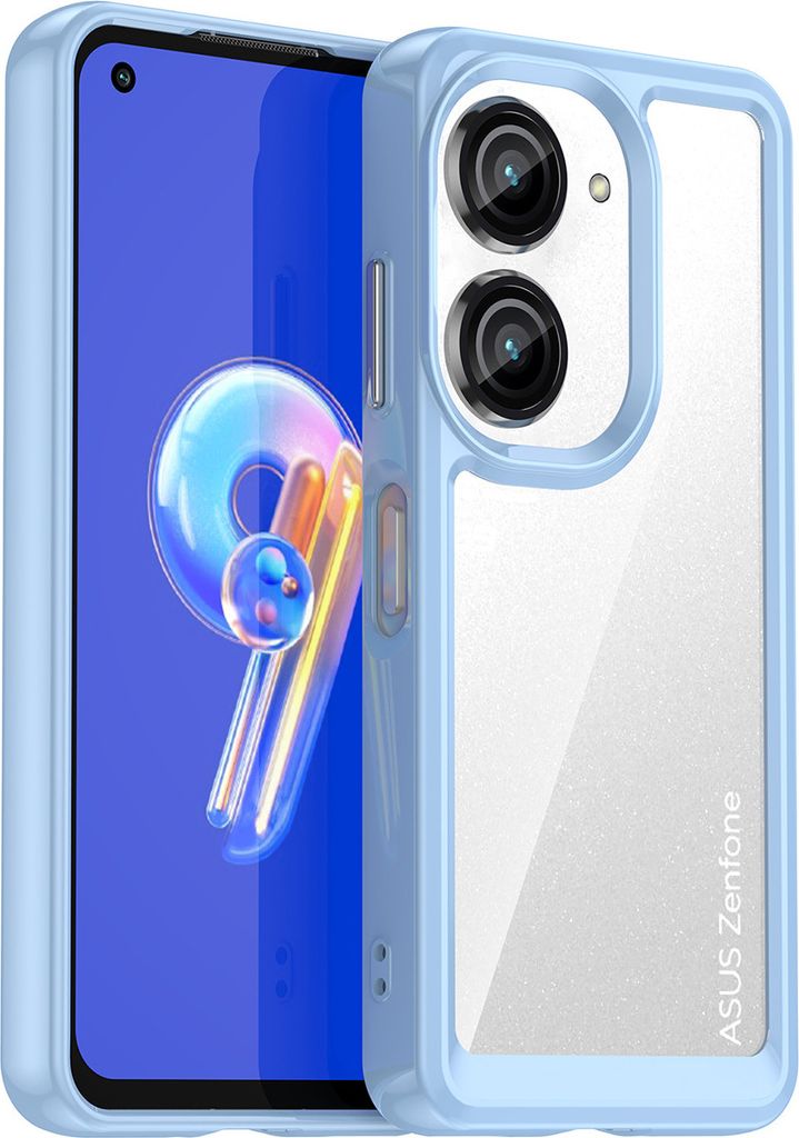Asus Zenfone 9 Hülle, Klar Rückseite Stoßfeste TPU Silikon Bumper Schutzhülle für Asus Zenfone 9 Blau
