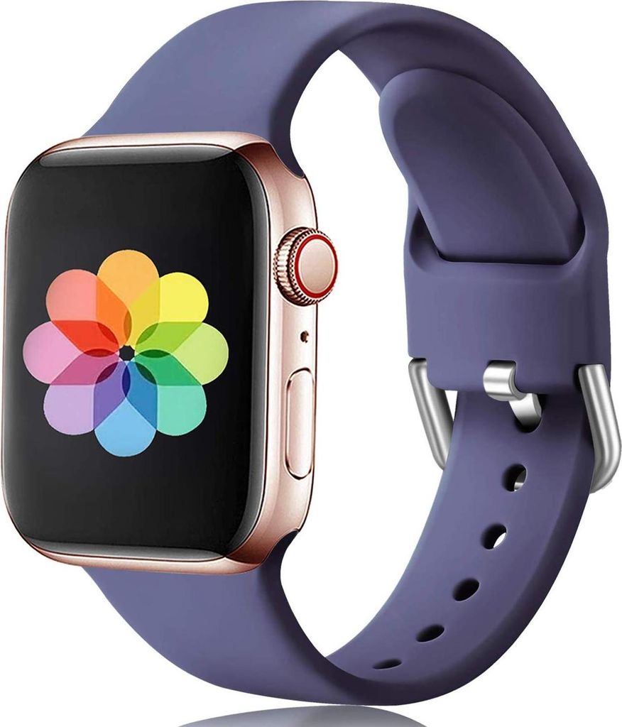 Sport Armband Gr. S 38/40 mm für Apple Watch Series 1 / 2 / 3 / 4 / 5 / 6 / 7 / SE Ersatzarmband Silikon Band, Grau
