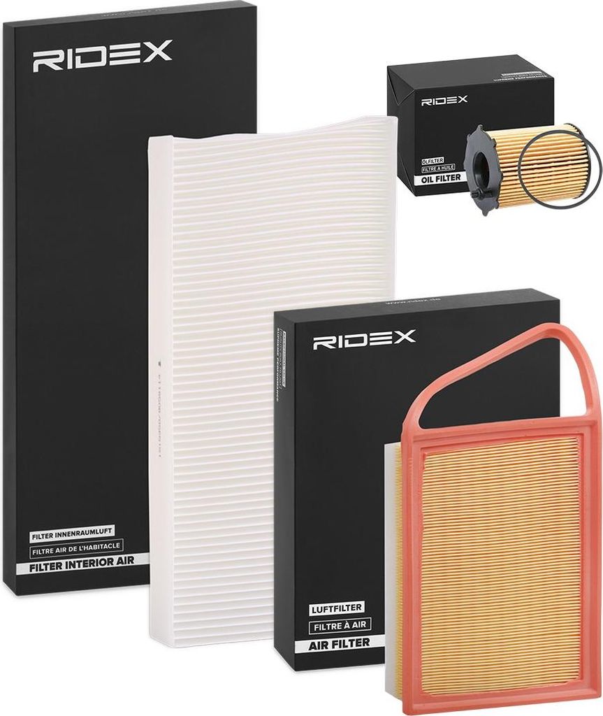 RIDEX Filterset Inspektionspaket Filtersatz passend für MERCEDES-BENZ A-Klasse (W176) für FORD S-MAX (WA6) für FIAT Scudo (270, 272) Scudo Kaste...