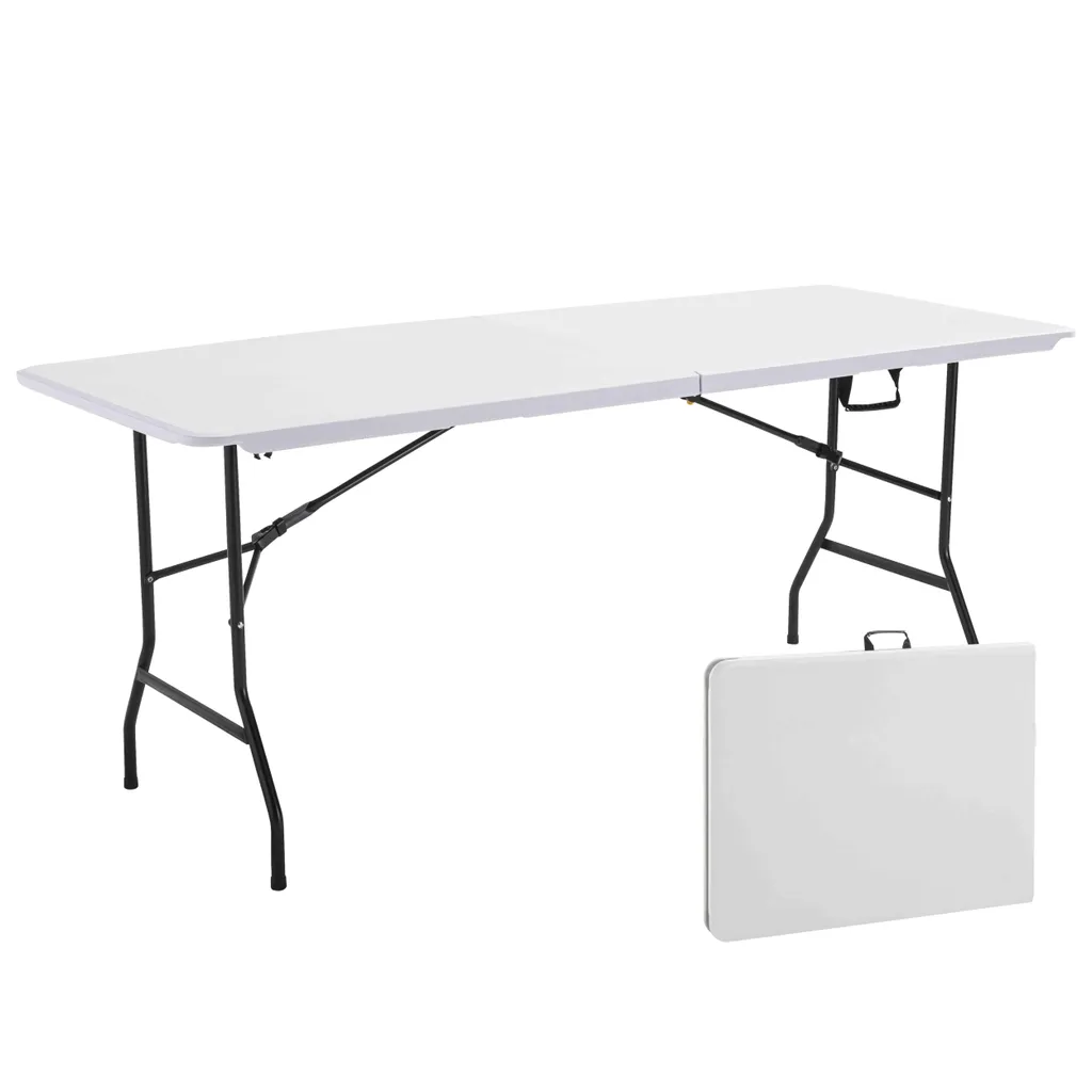 Table brasserie 180x70 cm pliante en pin massif lot de 10 pieds acier