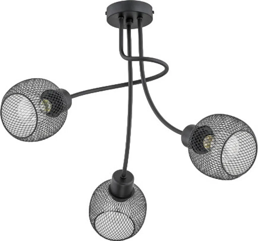 Lustre suspension en métal noir PLENA 3 lumières pour salon et bureau