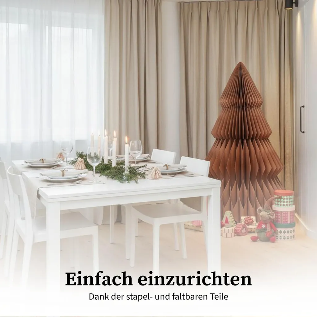 Sapin de Noël Design en Papier Marron 152 cm - Structure Alvéolée Mix