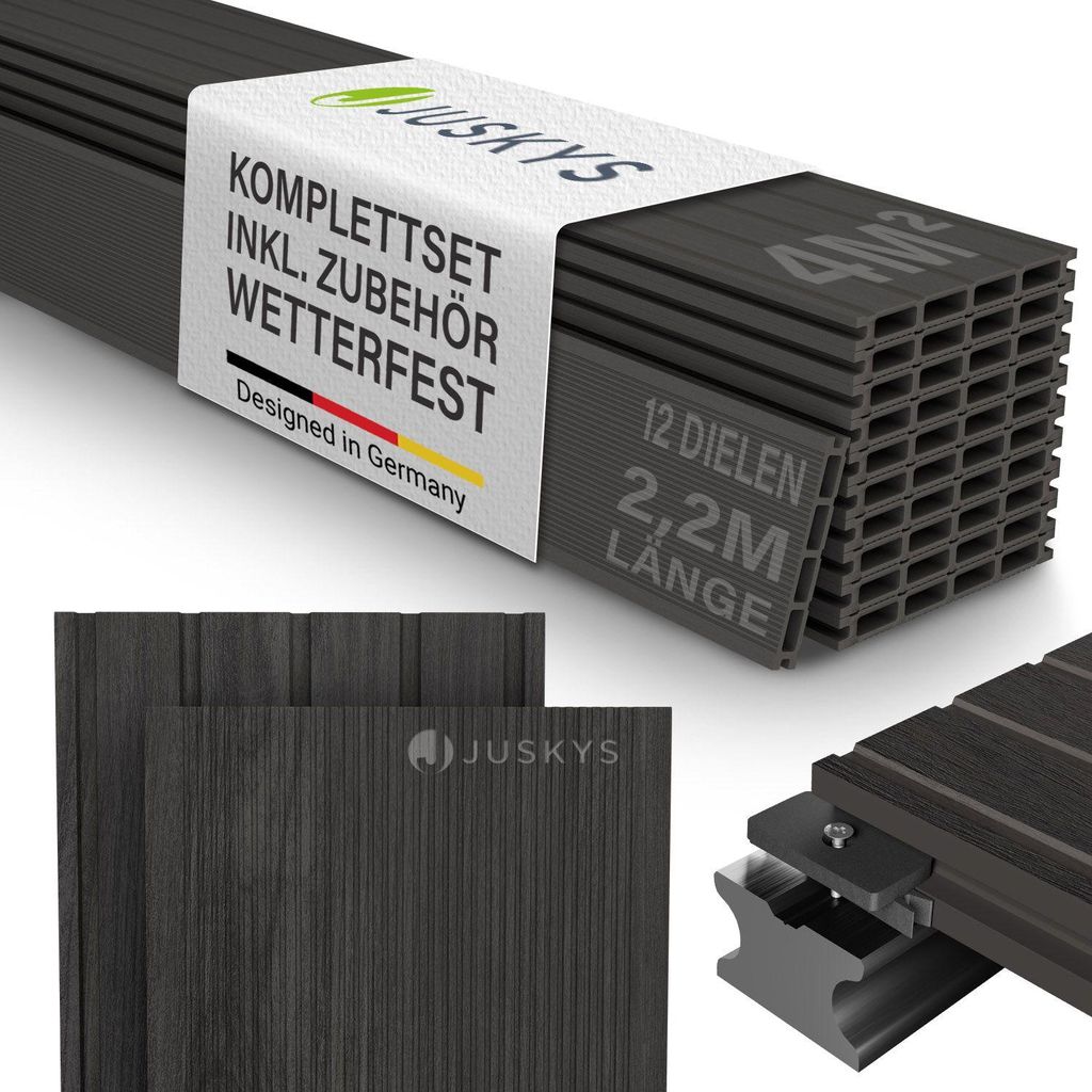 JUSKYS® WPC Terrassendielen 4 m², inkl. Unterkonstruktion & Produktbild 