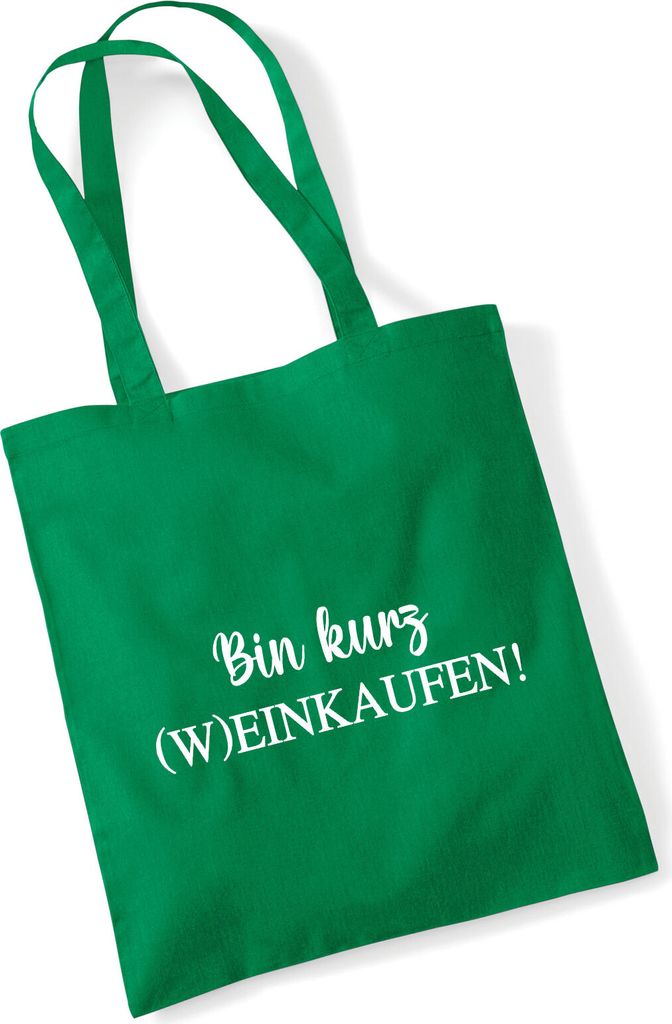 Huuraa Jutebeutel Bin kurz (W)Einkaufen Schriftzug 10 Liter Kelly Green Baumwolle Tasche Geschenkidee