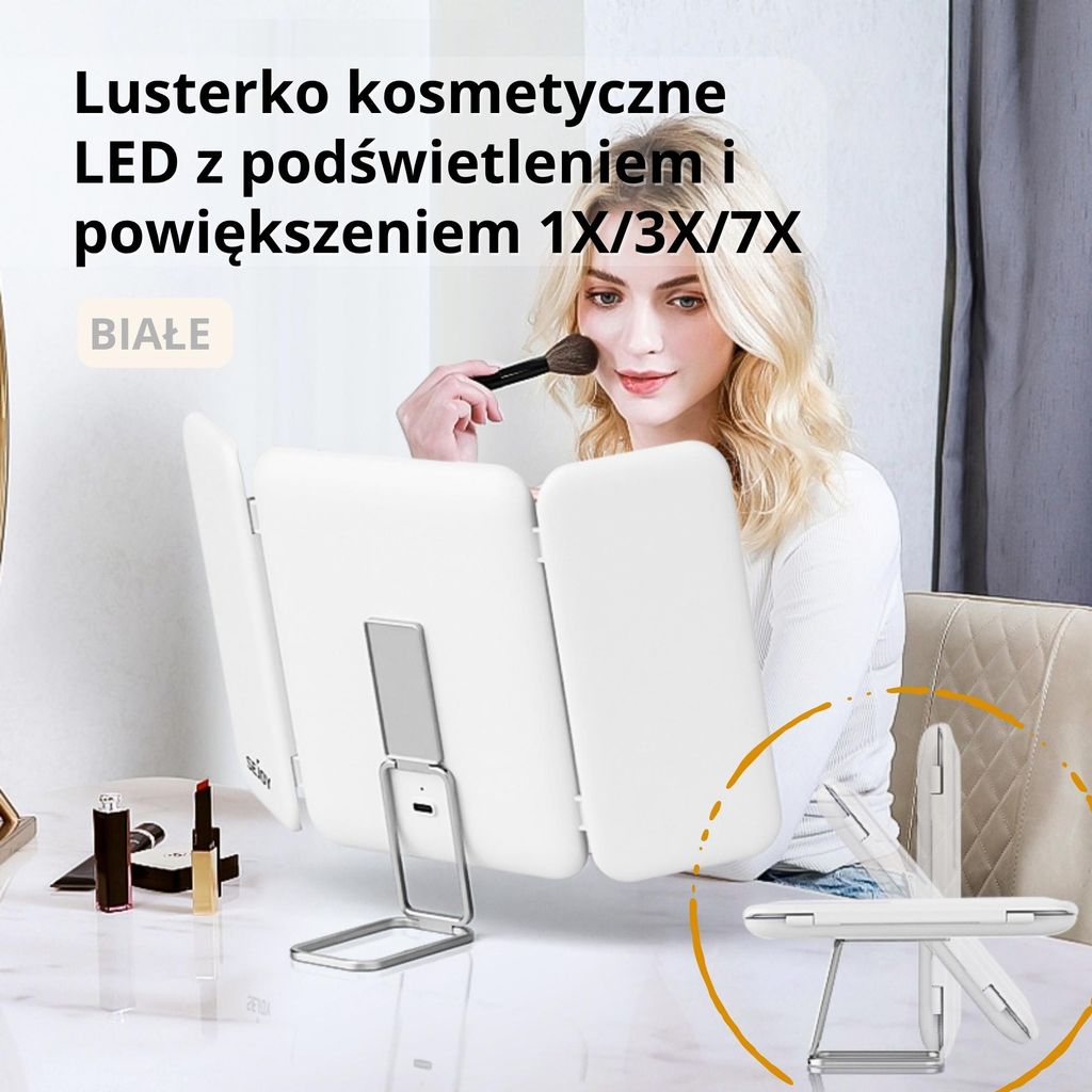 Lusterko kosmetyczne LED z podświetleniem i powiększeniem Zdjęcie produktu 