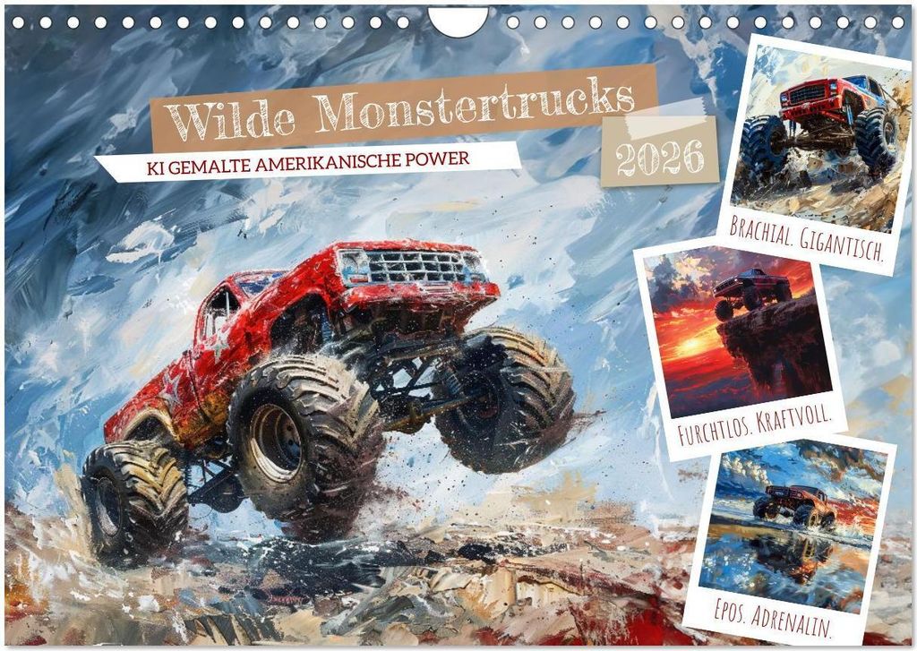 Wilde Monstertrucks (Wandkalender 2026 DIN A4 quer), CALVENDO Monatskalender