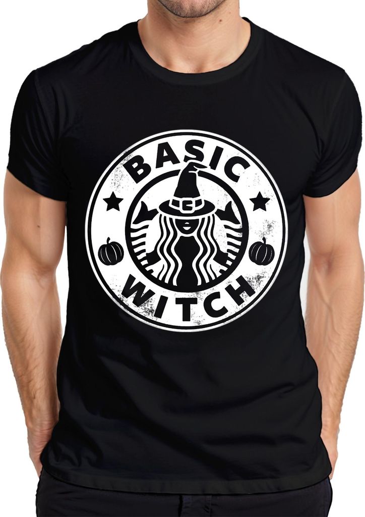 BASIC WITCH Halloween Hexe Kürbis Geschenk Damen Lustig Coole Herren T-Shirt, Schwarz, M