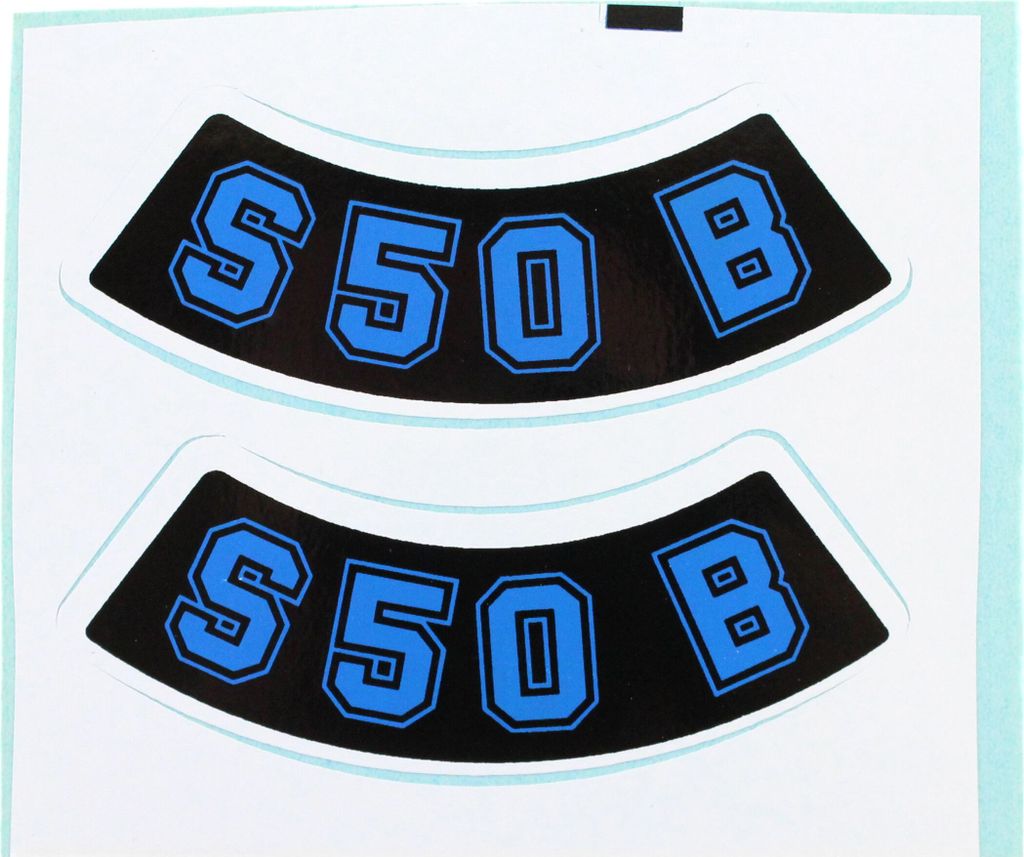 Set Aufkleber Simson S50 B - alte Form - blau / schwarz für Seitendeckel