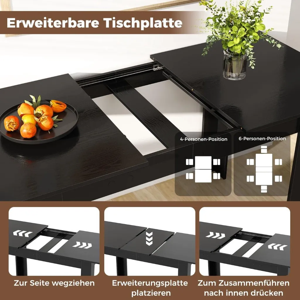 Table extensible 120 à 158 cm robuste 110 kg - Idéale petit espace