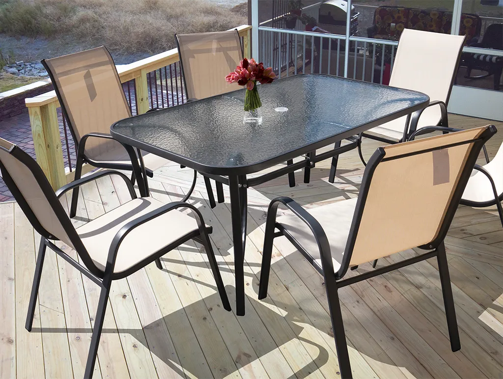 Table de jardin 6 places NABBI noire 150 cm pour terrasse et balcon