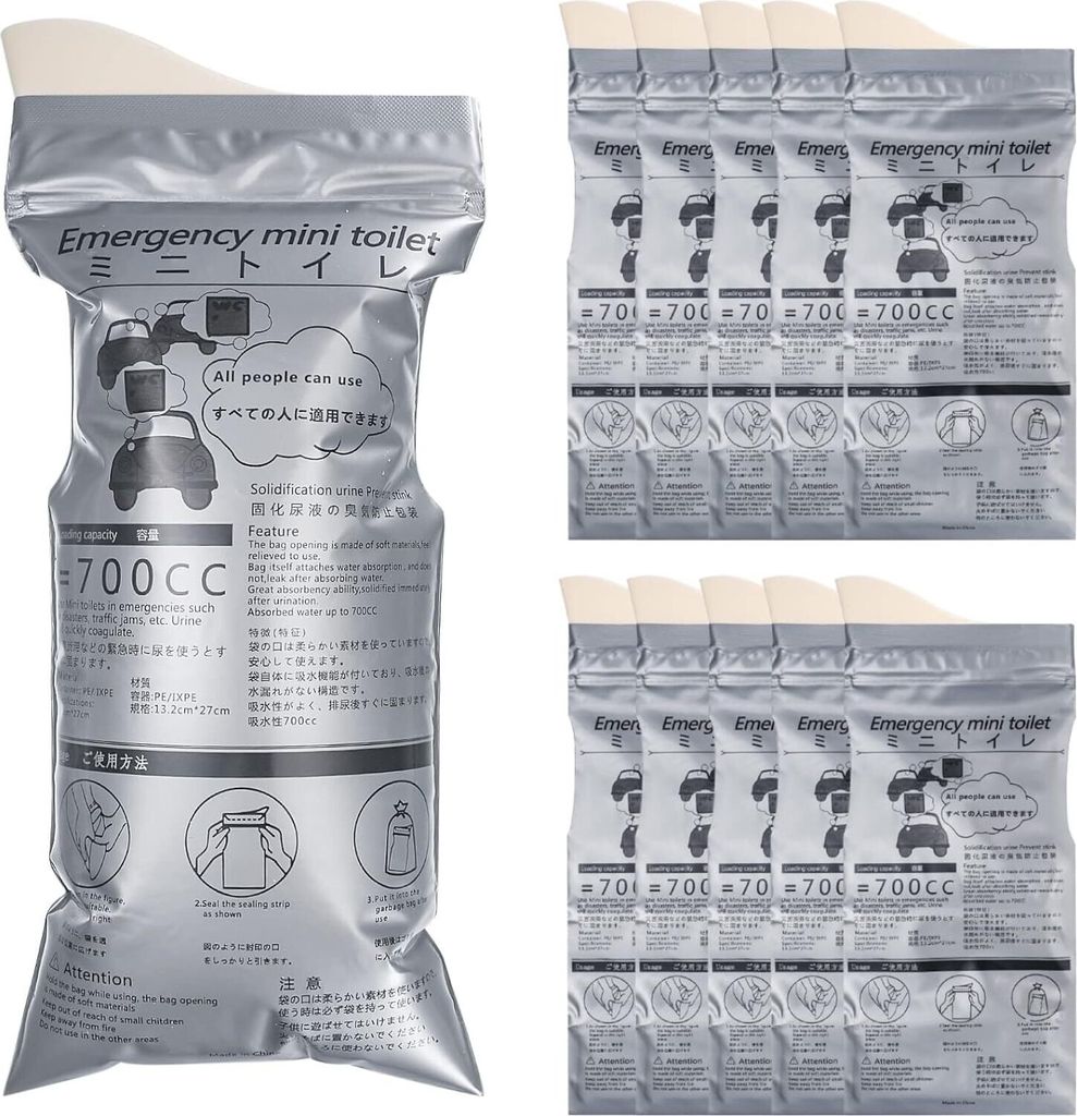 10er Pack Urinbeutel, 700 ml tragbare Pinkelbeutel, Produktbild 