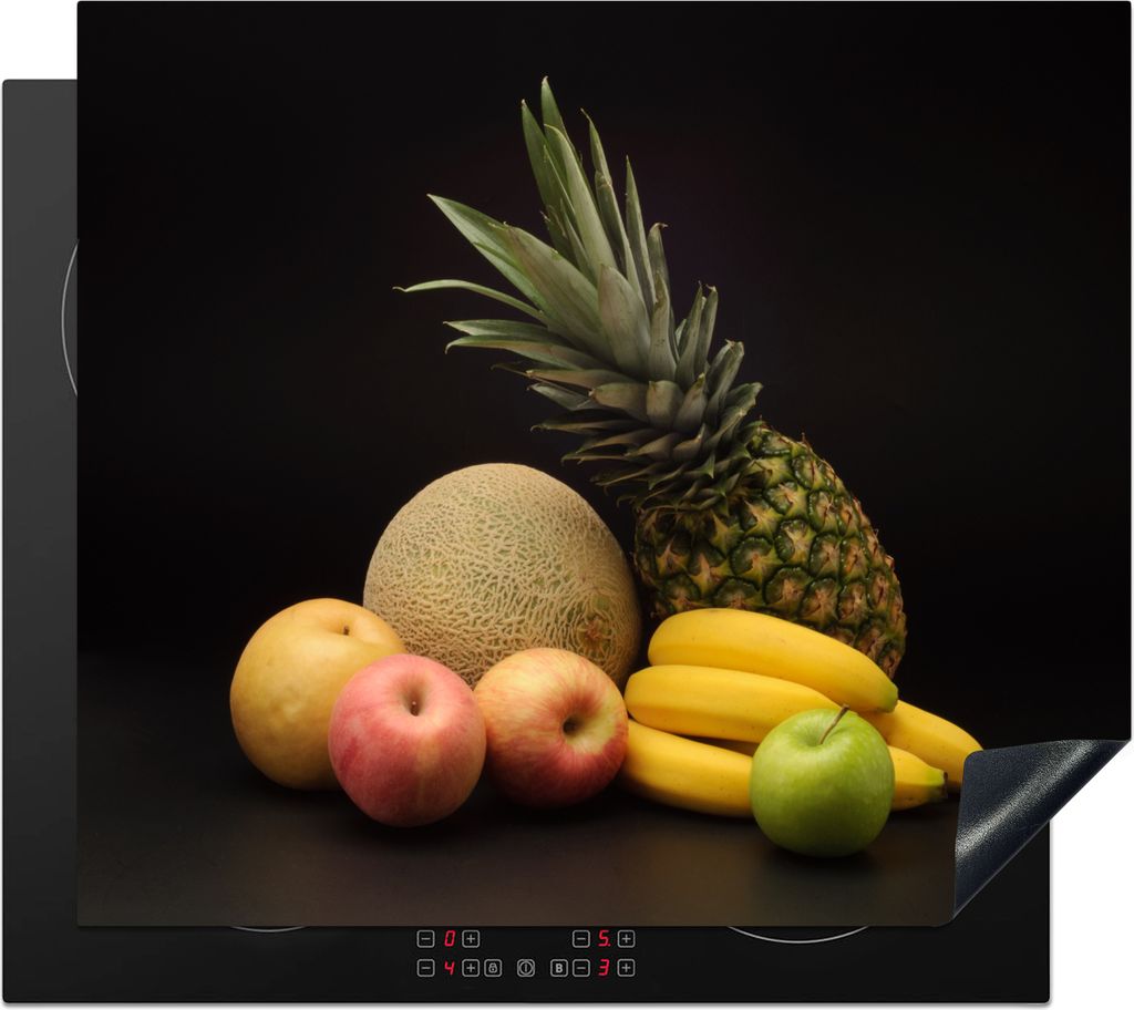 KitchenYeah Herdabdeckplatte Stücke von Obst , 57x51cm, Küche Deko, Glaskeramikfeld Herdabdeckung, Abdeckplatte fùr Kochfeld