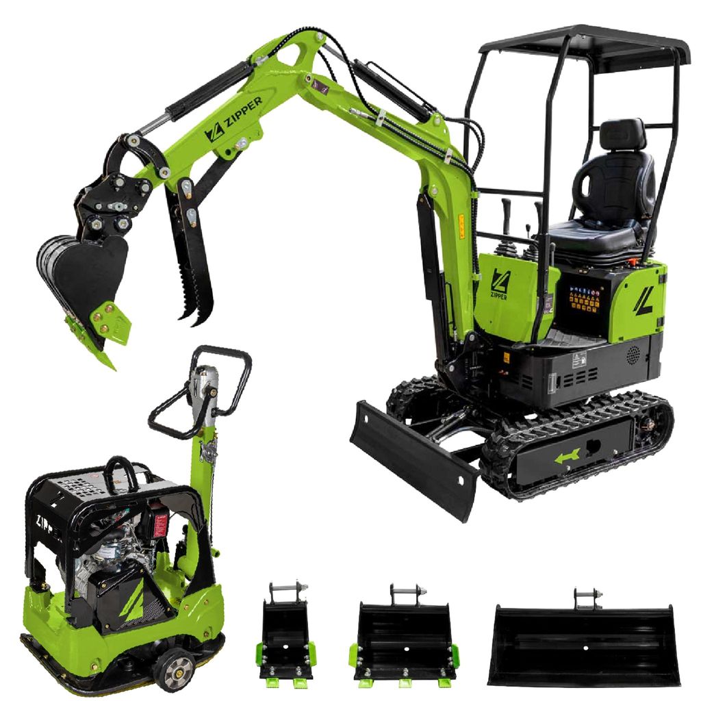 Zipper Combo-Set | Diesel-Minibagger 7,8 kW | Diesel-Rüttelplatte 3,6 kW 30,5 kN