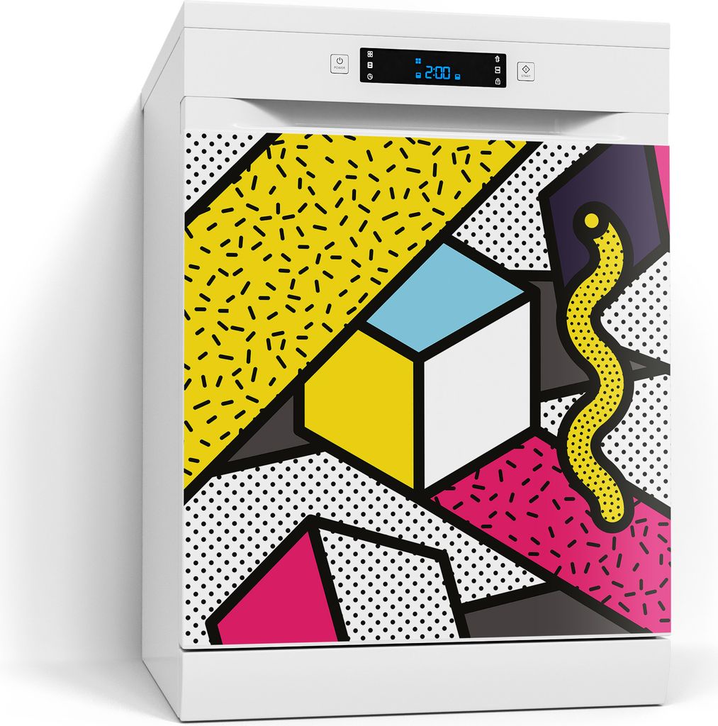 DEQORI Magnetmatte Spülmaschine beschreibbar 60x60 cm 'Geometrie in Farbe' Magnetfolie
