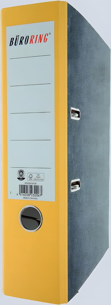 Büroring Ordner, DIN A4, Wolkenmarmor, 80 mm, breit, geklebtes Rückenschild, gelb