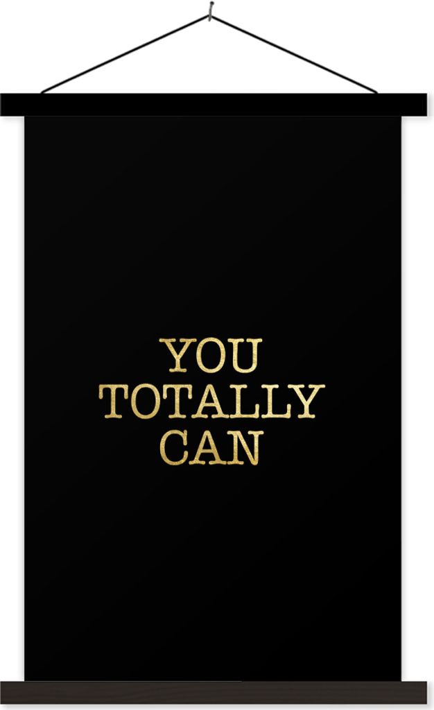 MuchoWow Textilposter Zitate - Motivation - Gold - Schwarz 120x180 cm mit schwarzem Rahmen - Fotos