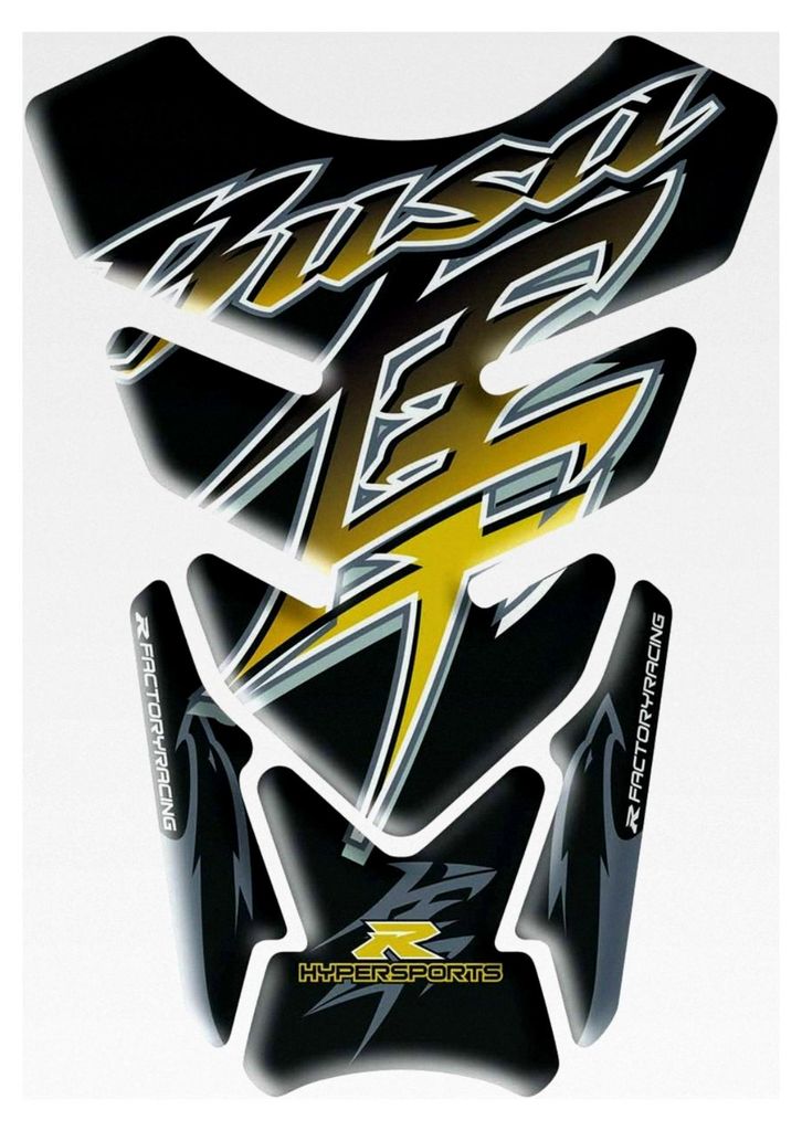 Klebe-Tankschutz, Tankabdeckung, Schutz für den Tank, 3D-Effekt, SUZUKI Hayabusa schwarz-gold