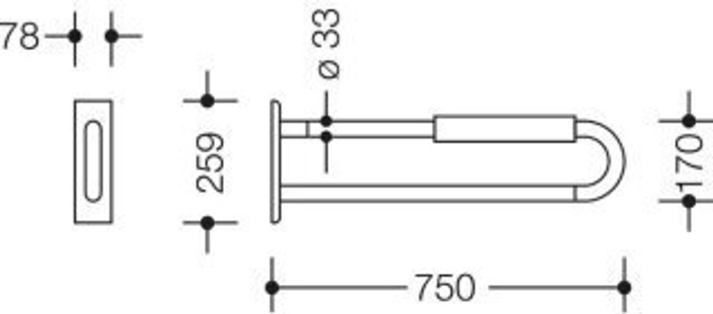 HEWI 801.50B341 97 Wandstützgriff, Ser 801, matt, Produktbild 