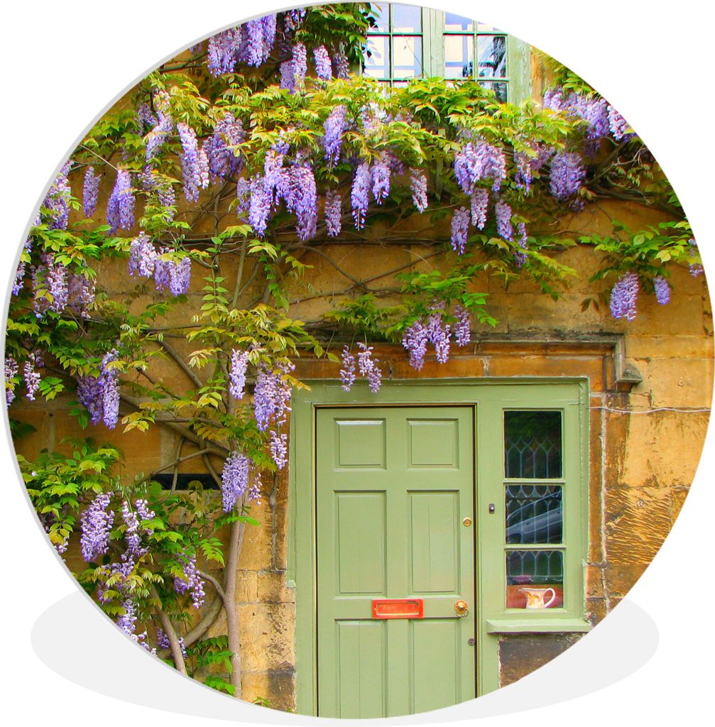 MuchoWow Rundes Wandbild - Runde Bilder Blauer Regen an einer Hauswand Ø 60 cm Kreis Wanddekoration Kunststoff - Wandkreis - Wandschmuck - Wand ...