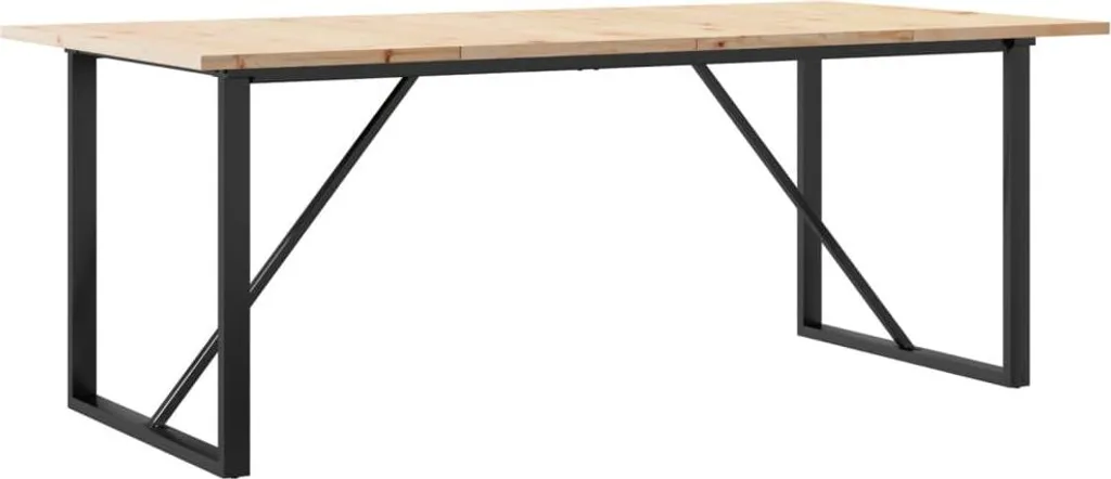 Table à Manger Stable Pin Massif et Acier 200x100 cm Pieds Anti-Vibration