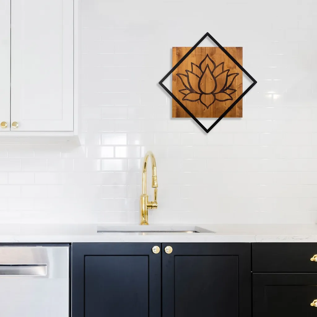 Decorazione Parete Wallity Lotus Noce e Nero - Design 54x54 cm