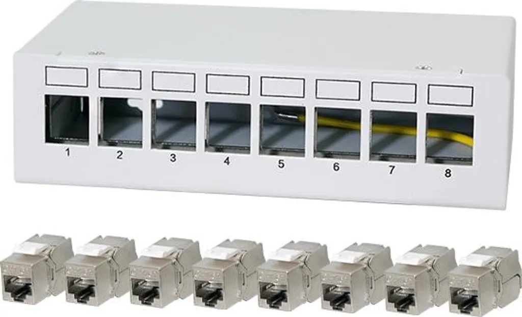 LogiLink NK4092 Panneau de Brassage 8 Ports CAT6A avec 8 Modules Blindés