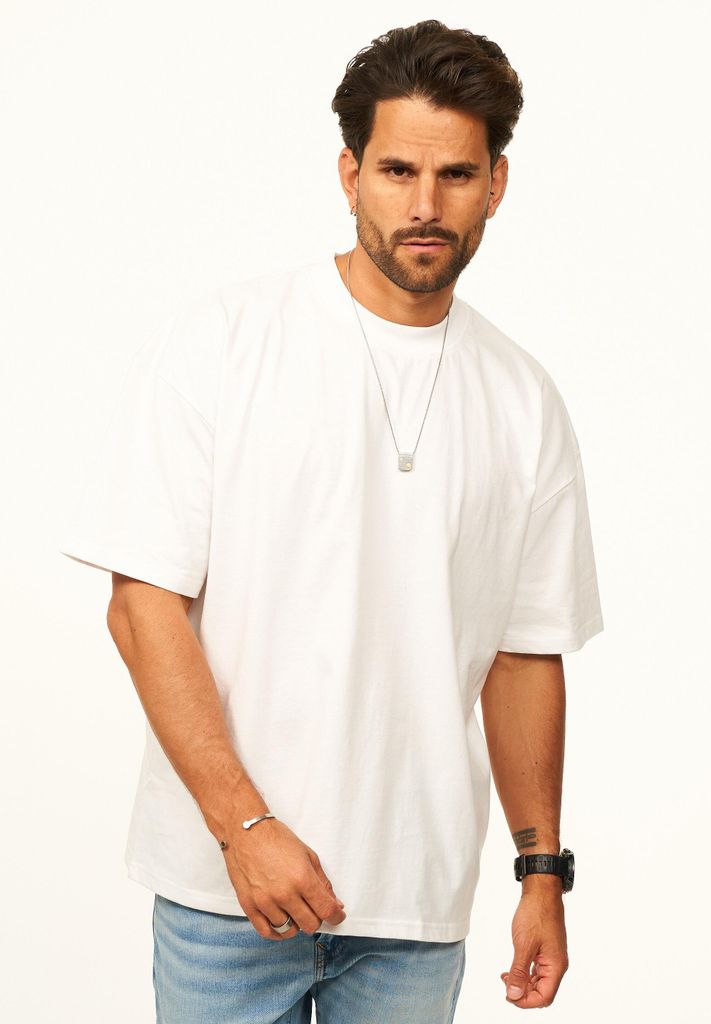 DAILY Baumwolle Herren T-Shirt im Oversize Fit - Herren Kurzarm Shirt mit Rundhals-Ausschnitt Basic Oberteil Crew-Neck kurzärmlig aus 100% Baumwol...
