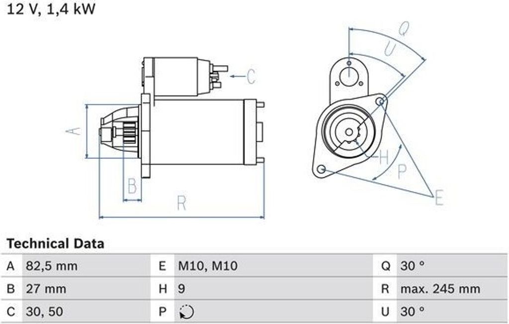 Bosch Starter (0 986 013 010) passend für Mercedes-Benz, Daewoo