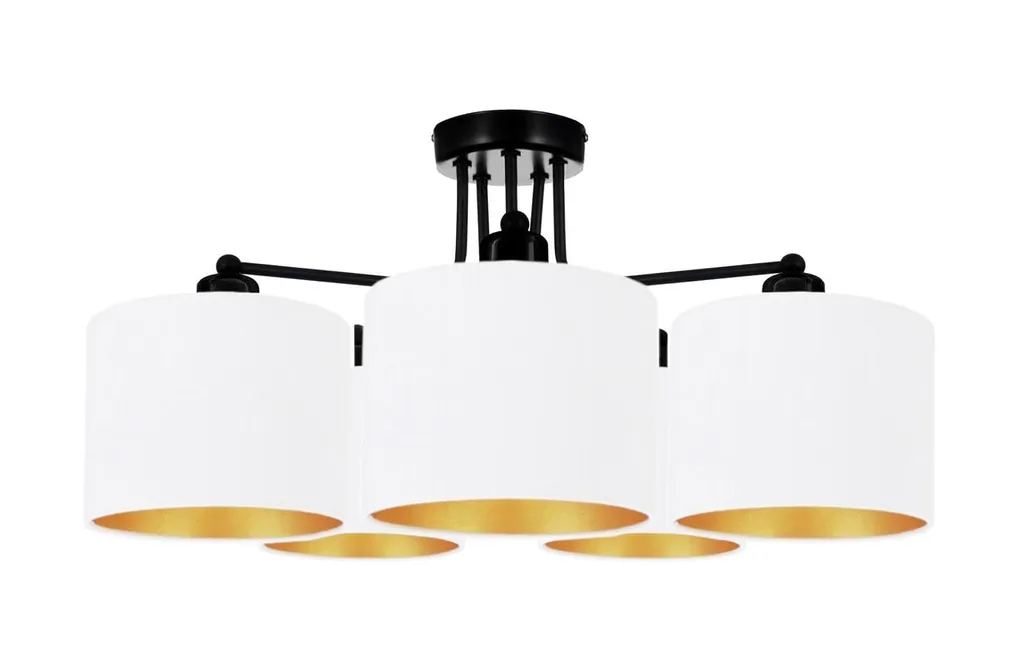 Lampada da soffitto bianca lampada lampada velour vintage moderna E27 lampada di design a 5 fiamme N230-E5-W