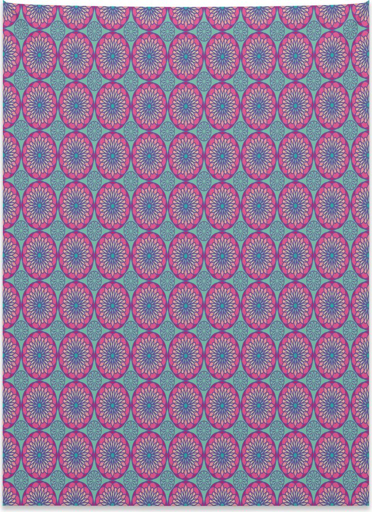 Abakuhaus Blume Wandteppich, Spirograph Blütenblätter Design aus Weiches Mikrofaser Stoff Kein Verblassen Klare Farben Waschbar, 110 x 150 cm, T...