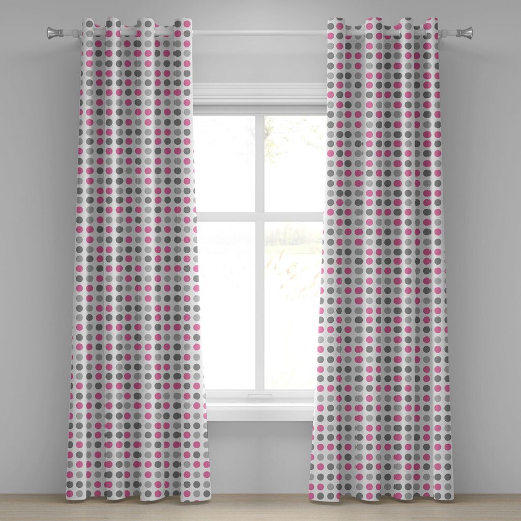 ABAKUHAUS Geometrisch Ösenvorhang, Traditionelle Retro Polka Dots Design europäischen Vorfahren Motiv Pastell Farben, Dekorative 2-Panel-Fensterv...