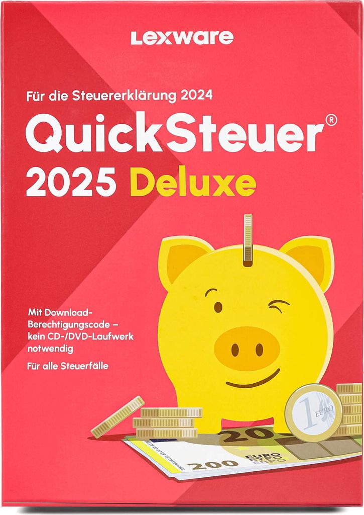 Lexware QuickSteuer Deluxe 2025, Steuererklärung, 1 Lizenz(en), Box, Deutsch, Windows 11 Enterprise x64, Windows 10, Windows 11 Home, Windows 10 E...