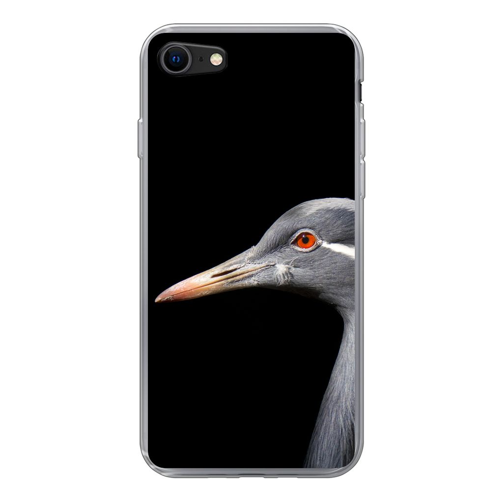 MuchoWow Handyhülle Schutzhülle Hülle für iPhone 7 Kraniche auf schwarzem Hintergrund Silikon Softcase Handy Hülle
