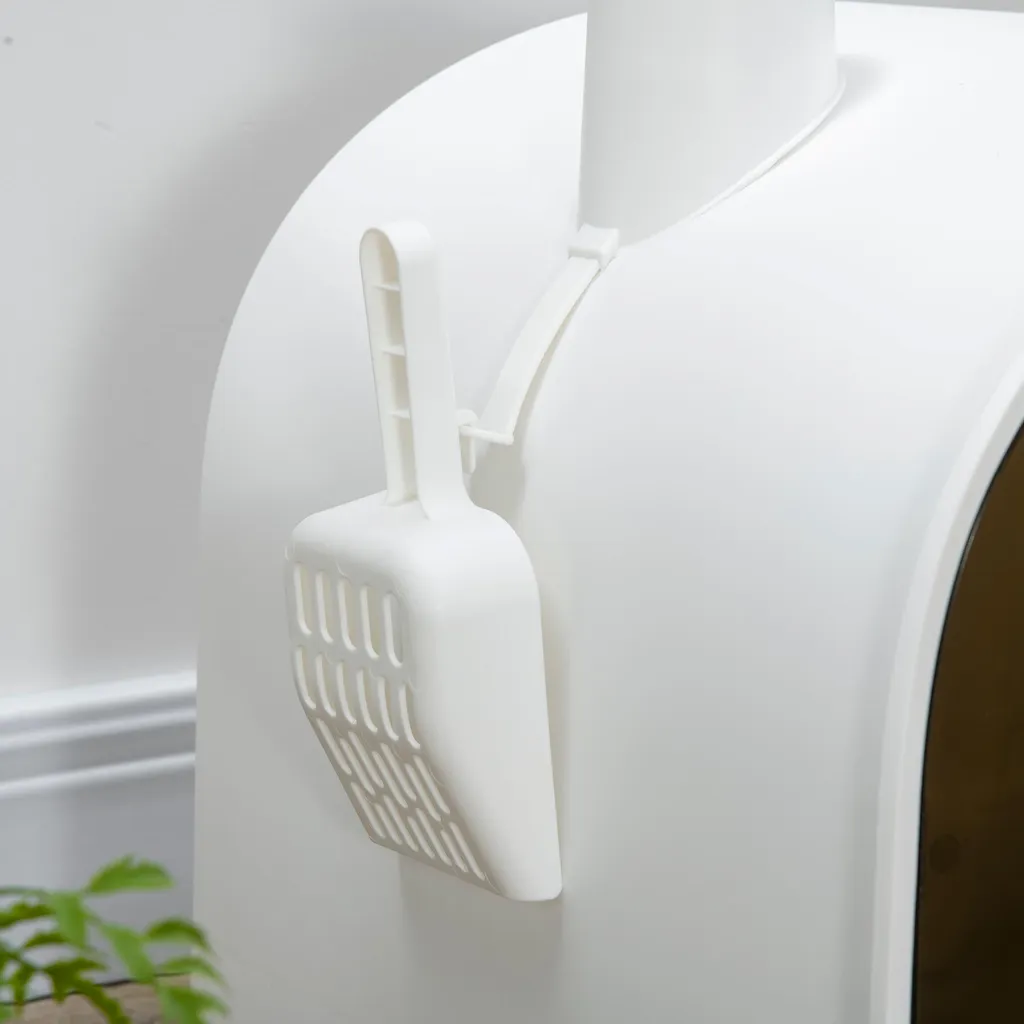 Fortuna Lai Lettiera con coperchio Lettiera per gatti fino a 5 kg, con coperchio, tappetino per lettiera, plastica, bianco, 43x44x47 cm - 8