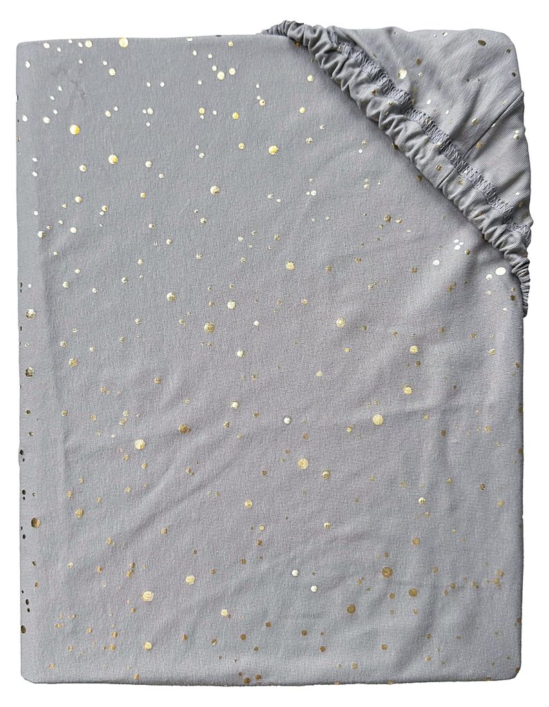 Bettlaken „Luisine“ in Grau mit goldenem Aufdruck, 70 x 140 cm