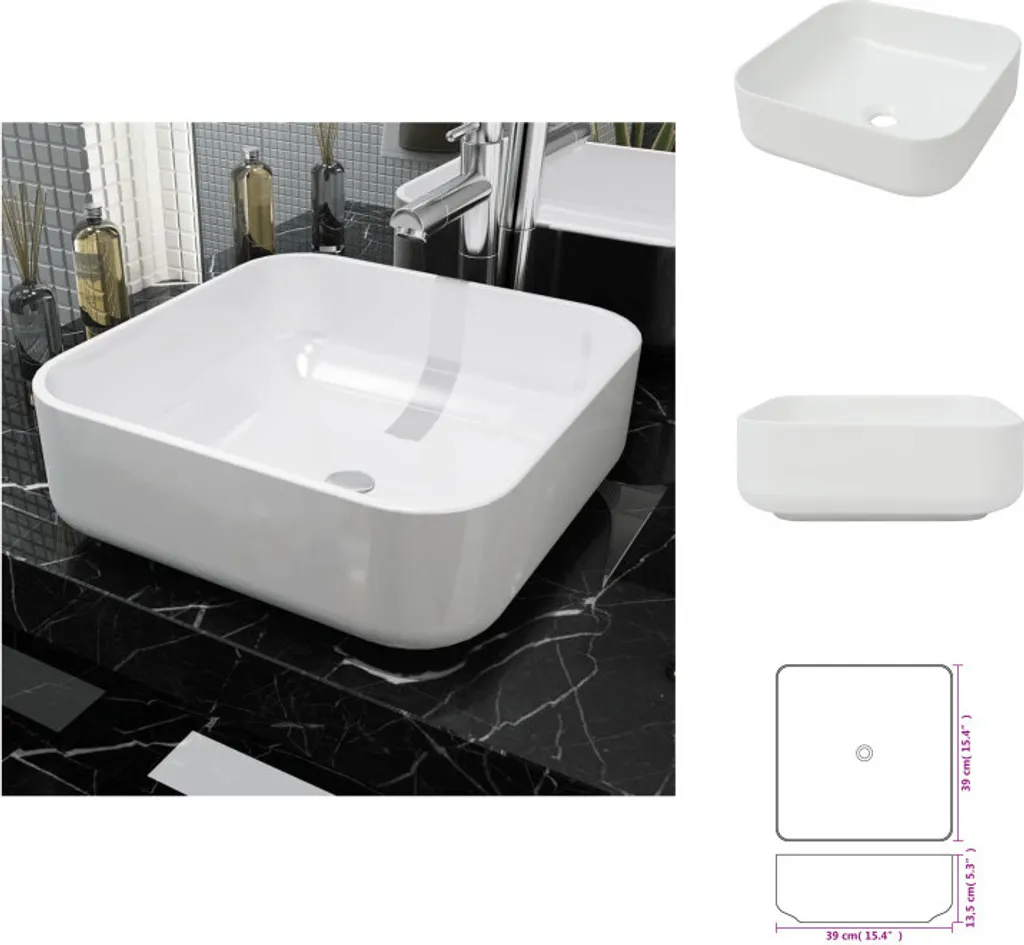 OFFERTA Lavabo Ceramica Bianca Quadrato 39x39 cm - Qualità vidaXL