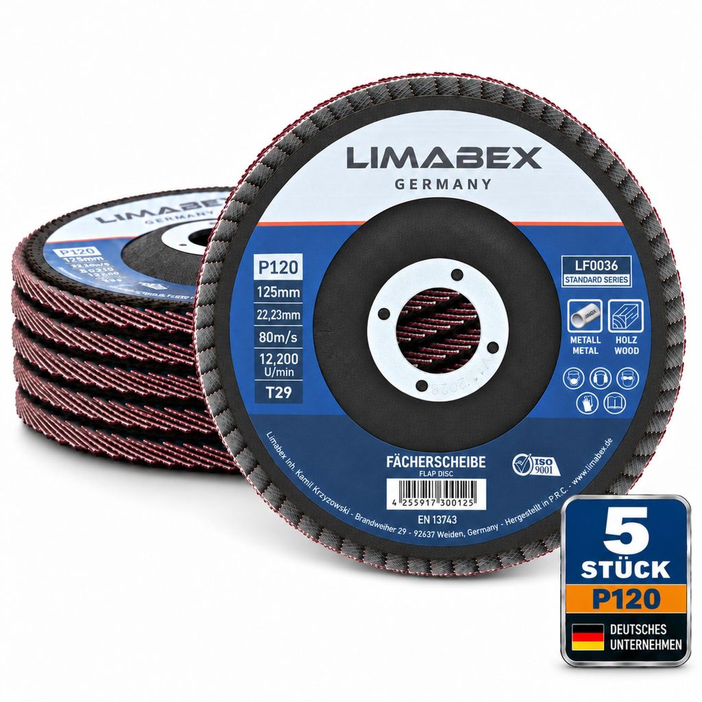 Fächerscheiben 125 mm Holz Metall P120 Lamellenscheiben 5 Produktbild 