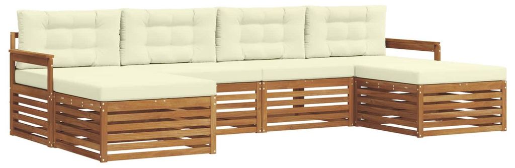 vidaXL Sofagarnituren 6 pcs Natur und Creme Massivholz Akazie