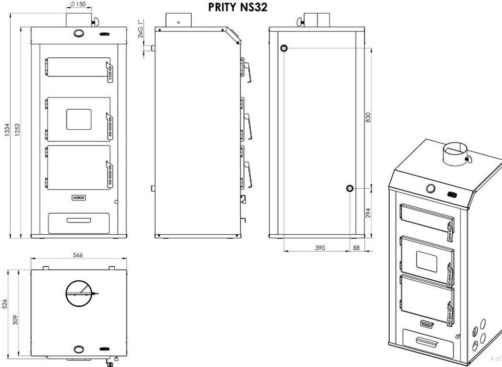 EEK-A - Wasserführender Kaminofen Holzofen Prity NS32 33.2 Produktbild 4