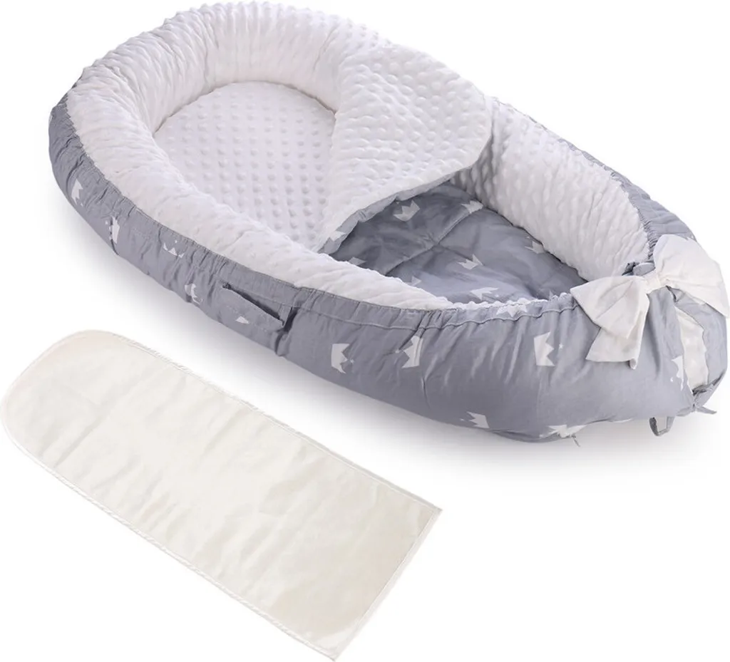 Lit portable bébé pour voyage et cododo, nid d'ange gris couronne