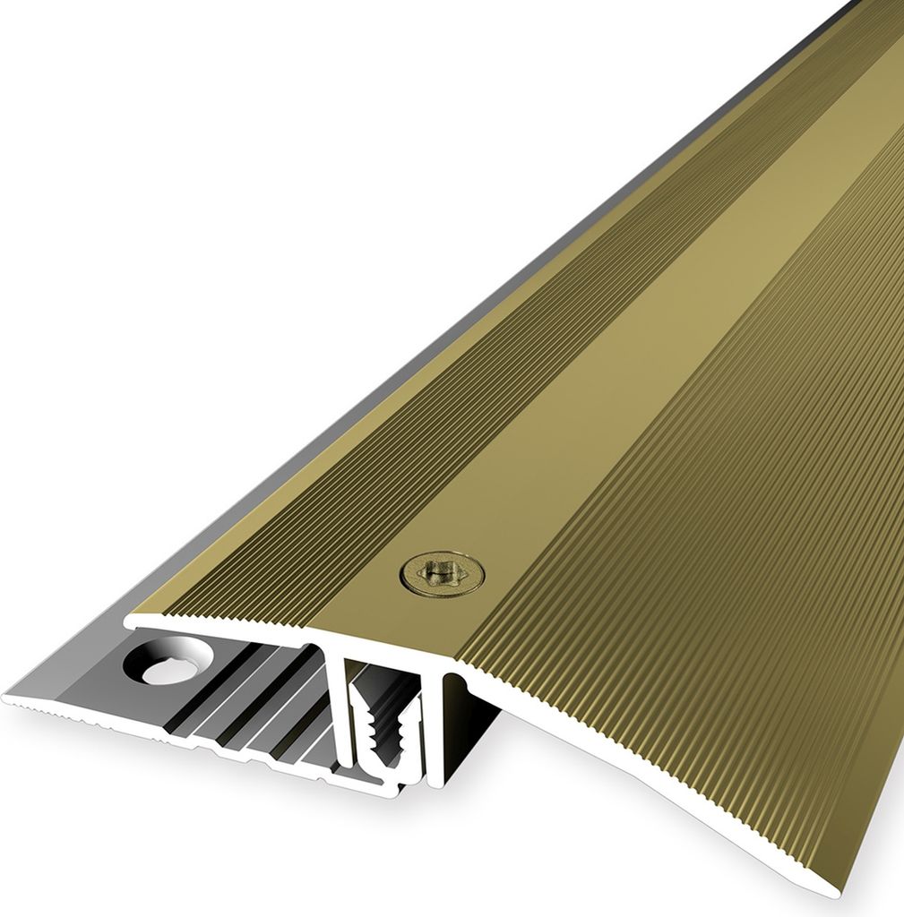 PROVISTON | Übergangsprofil | Laminatausgleich | Breite: 56 mm | Höhenausgleich: 7 - 18 mm | Länge: 1000 mm | Aluminiumprofil | Gold | 1 Stück